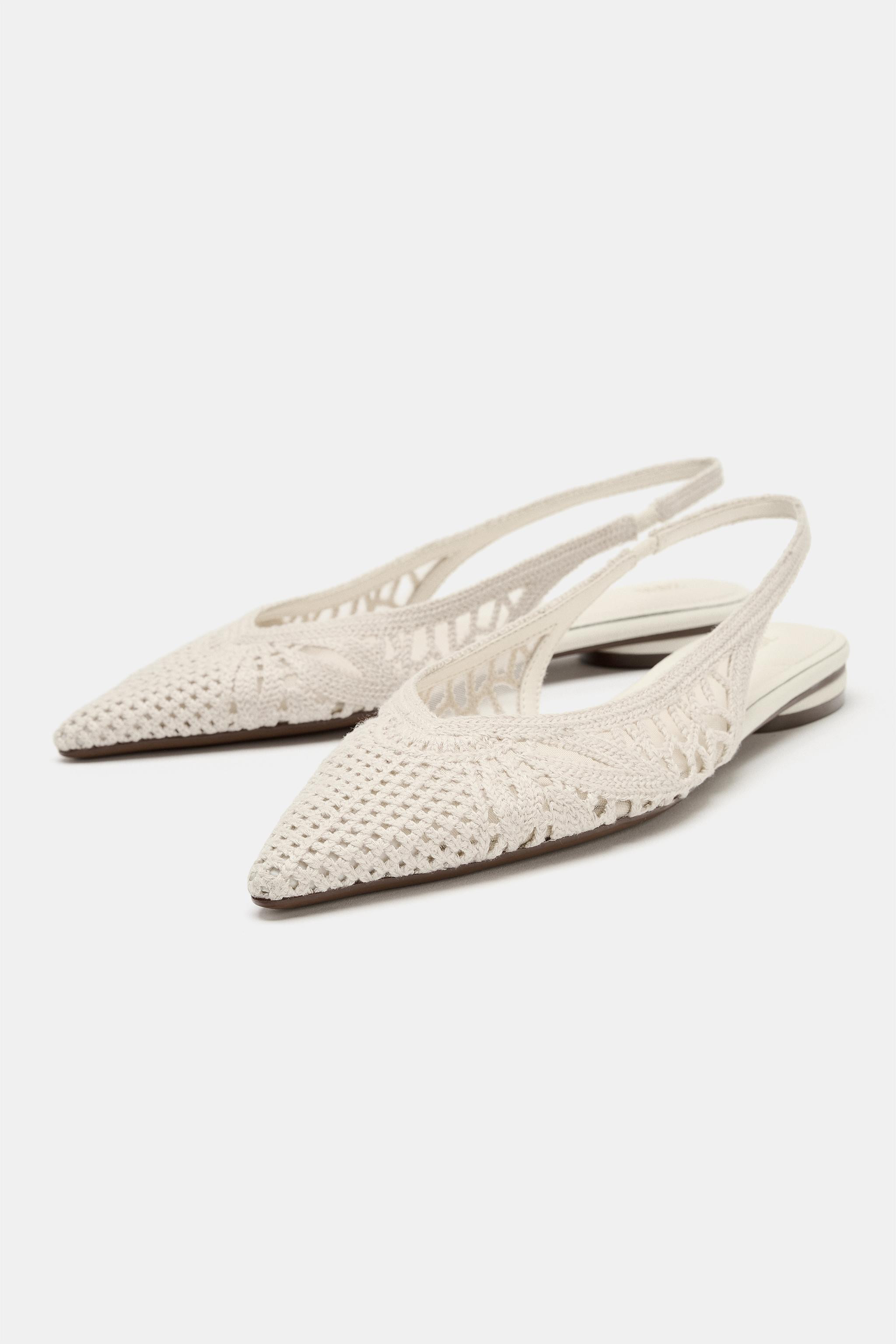 Model height: 183 cmFlat slingback shoes. Top in perforated fabric. V-neck. Elasticated back stra... | Zara UK