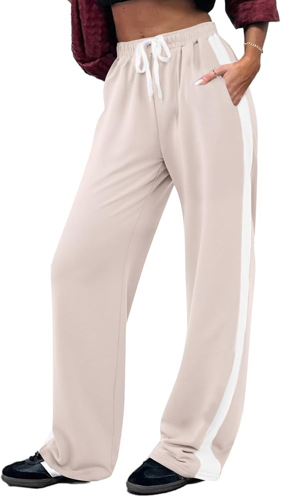 SOFIA'S CHOICE Women's Drawstring Sweatpants Low Waist Wide Leg Pants with Pockets | Amazon (US)