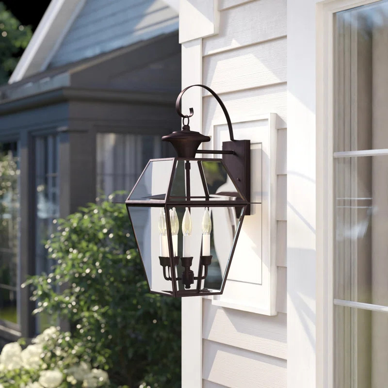 Bevin 3 - Bulb 22.5'' H Beveled Glass Outdoor Wall Lantern | Wayfair North America
