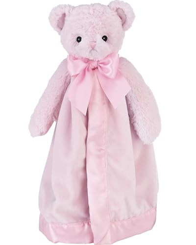 Bearington Baby Huggie Bear Snuggler, 15 Inch Pink Teddy Plush Stuffed Animal Security Blanket Lovey for Babies - Teddy Bear Blanket | Amazon (US)