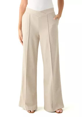 HUE Women's Pull On Wide Leg Pants, Sand, Large | Belk
