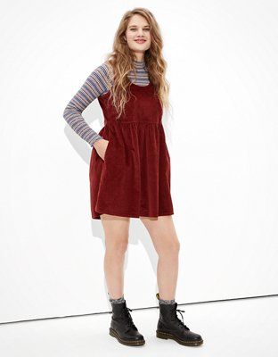 AE Corduroy Babydoll Dress | American Eagle Outfitters (US & CA)