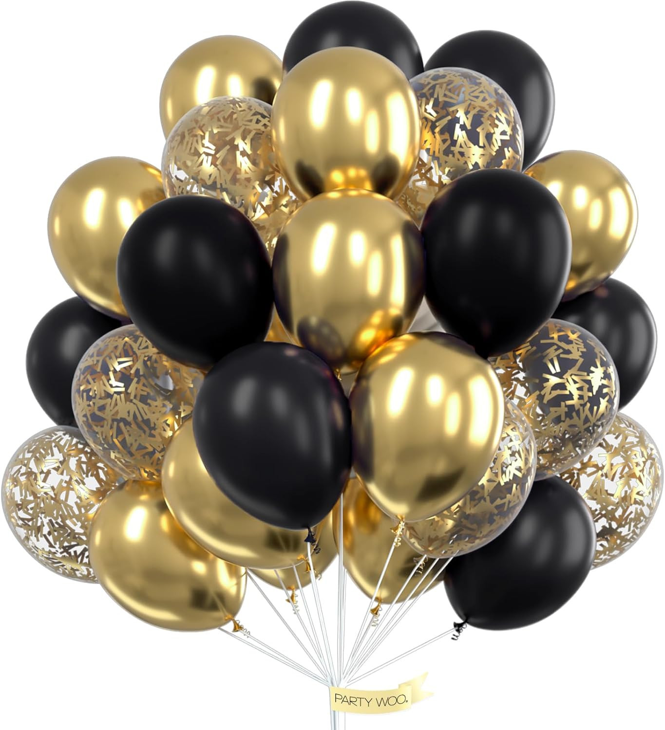 PartyWoo Black and Gold Balloons, 100 pcs 12 Inch Pack of Black Balloons and Gold Metallic Balloo... | Amazon (US)