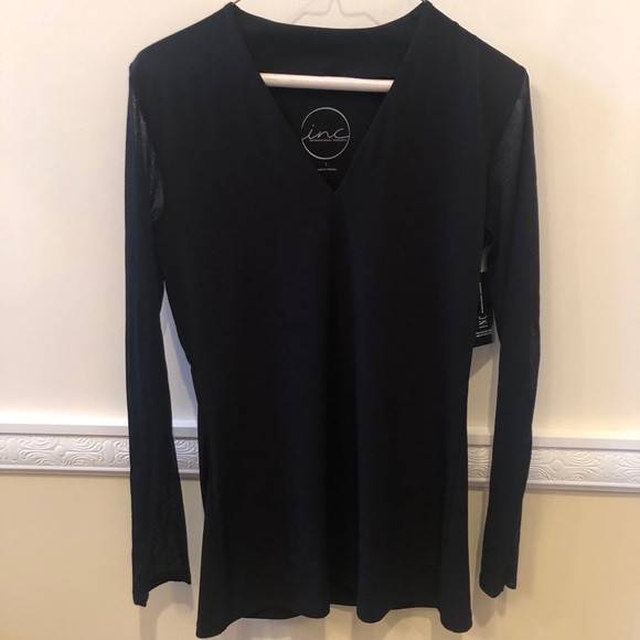 INC Mesh Sleeve V Neck Shirt | Poshmark