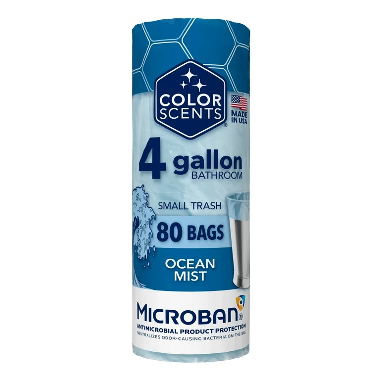 Color Scents With Microban® 4-Gallon Small Twist Tie Trash Bags, Ocean Mist Scent, 80 Bags | Walmart (US)