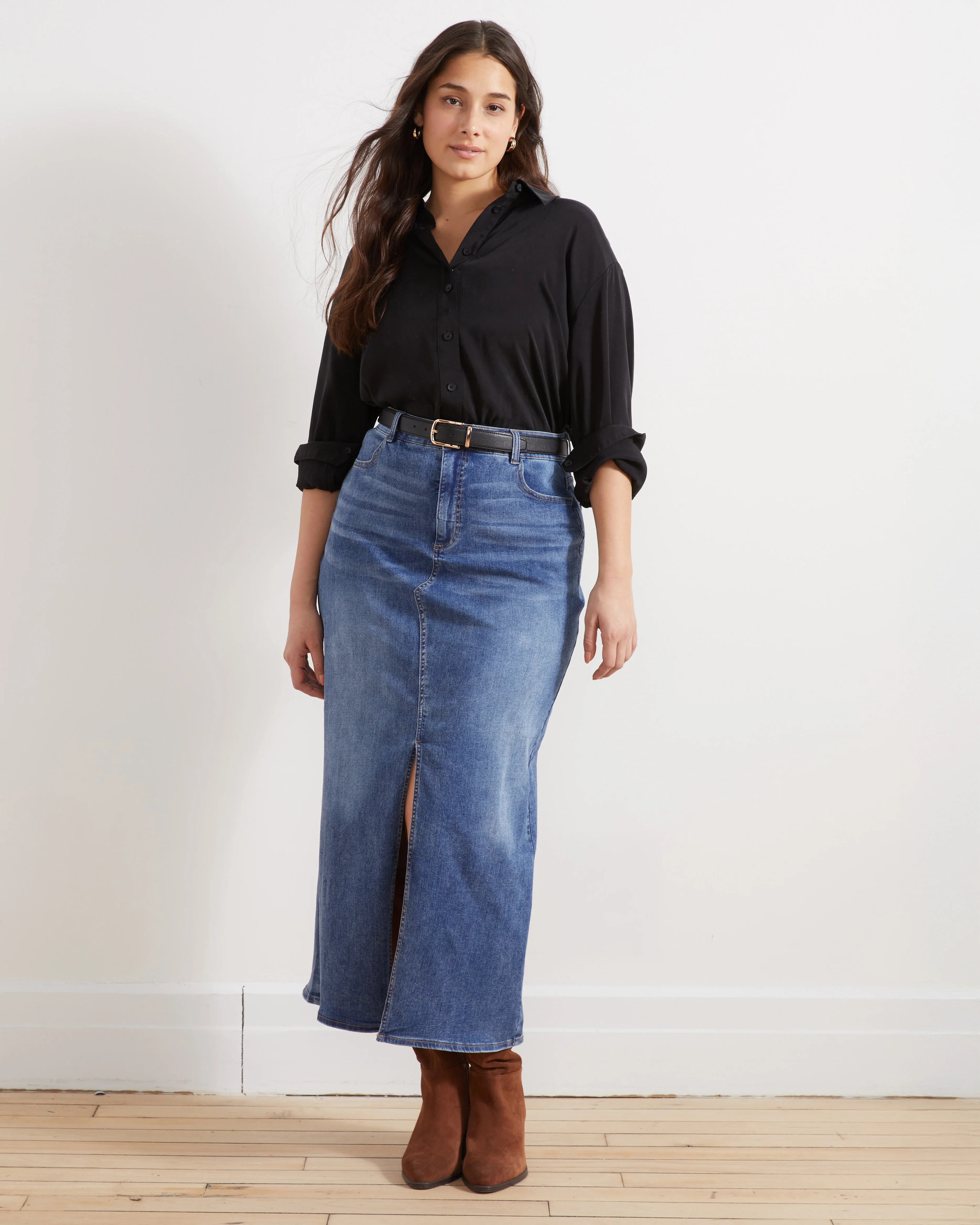 ComfortDenim Maxi Skirt - Western Blue Wash | Universal Standard