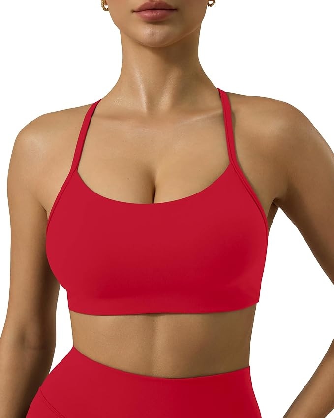 PAVOI ACTIVE Yoga Racerback Bras for Women - Buttery Soft Low Support Scoop Neck Y-Back Thin Stra... | Amazon (US)