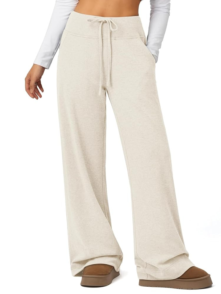 ATHMILE Sweatpants Women Fall Outfits Wide Leg Baggy Pants High-Waisted Drawstring Sweat Pants Fa... | Amazon (US)