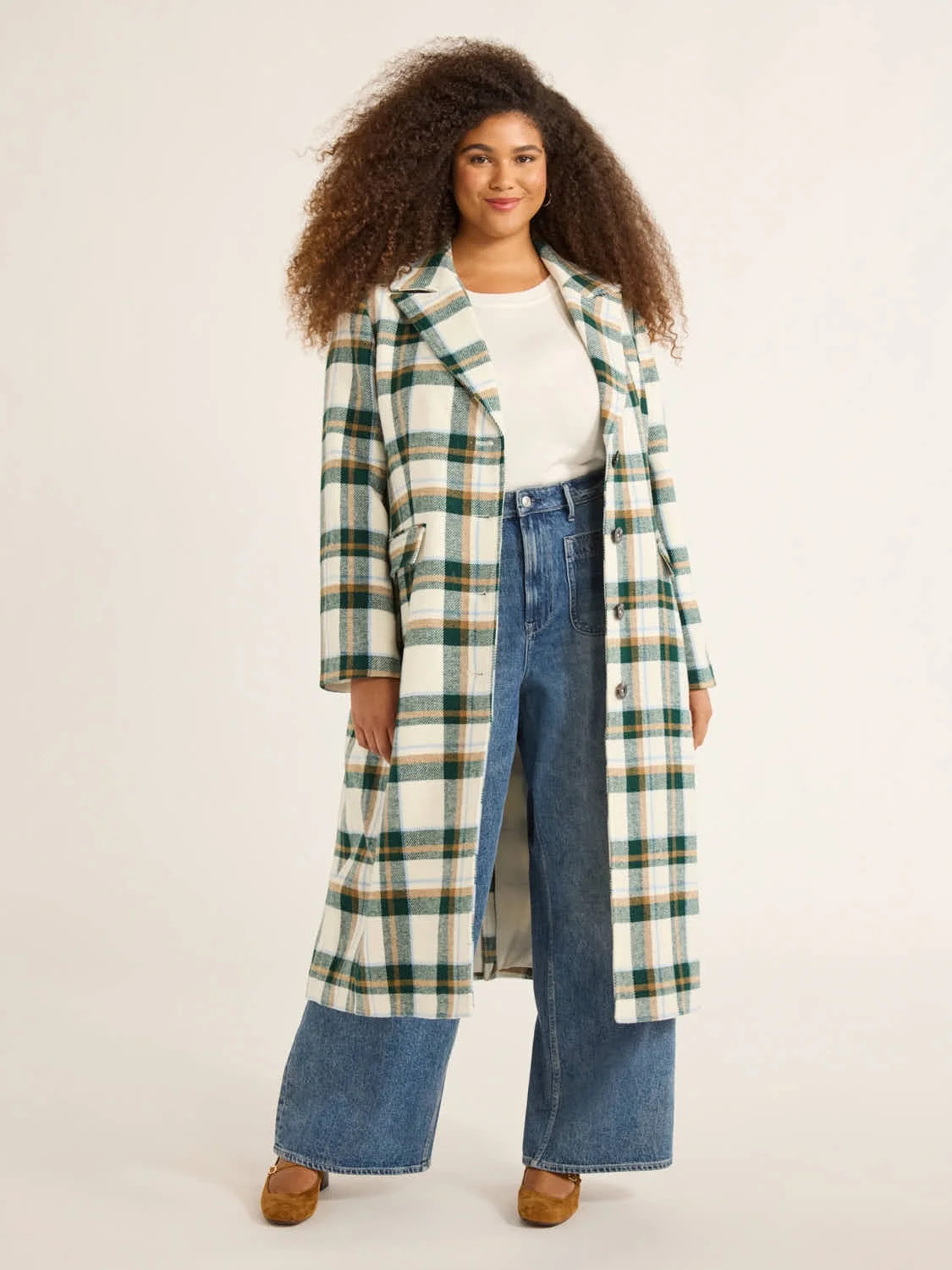 Free Assembly Women’s and Women's Plus  Plaid Wool Blend Long Coat, Sizes XS-4X | Walmart (US)