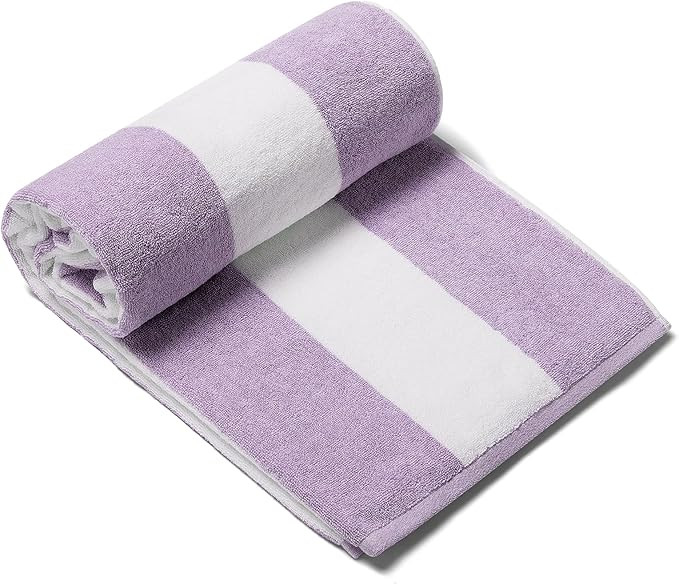 CLOWOOD Plush Oversized Beach Towel - Cotton 40 x 70 Inch Large Thick Purple Striped Cabana Pool ... | Amazon (US)