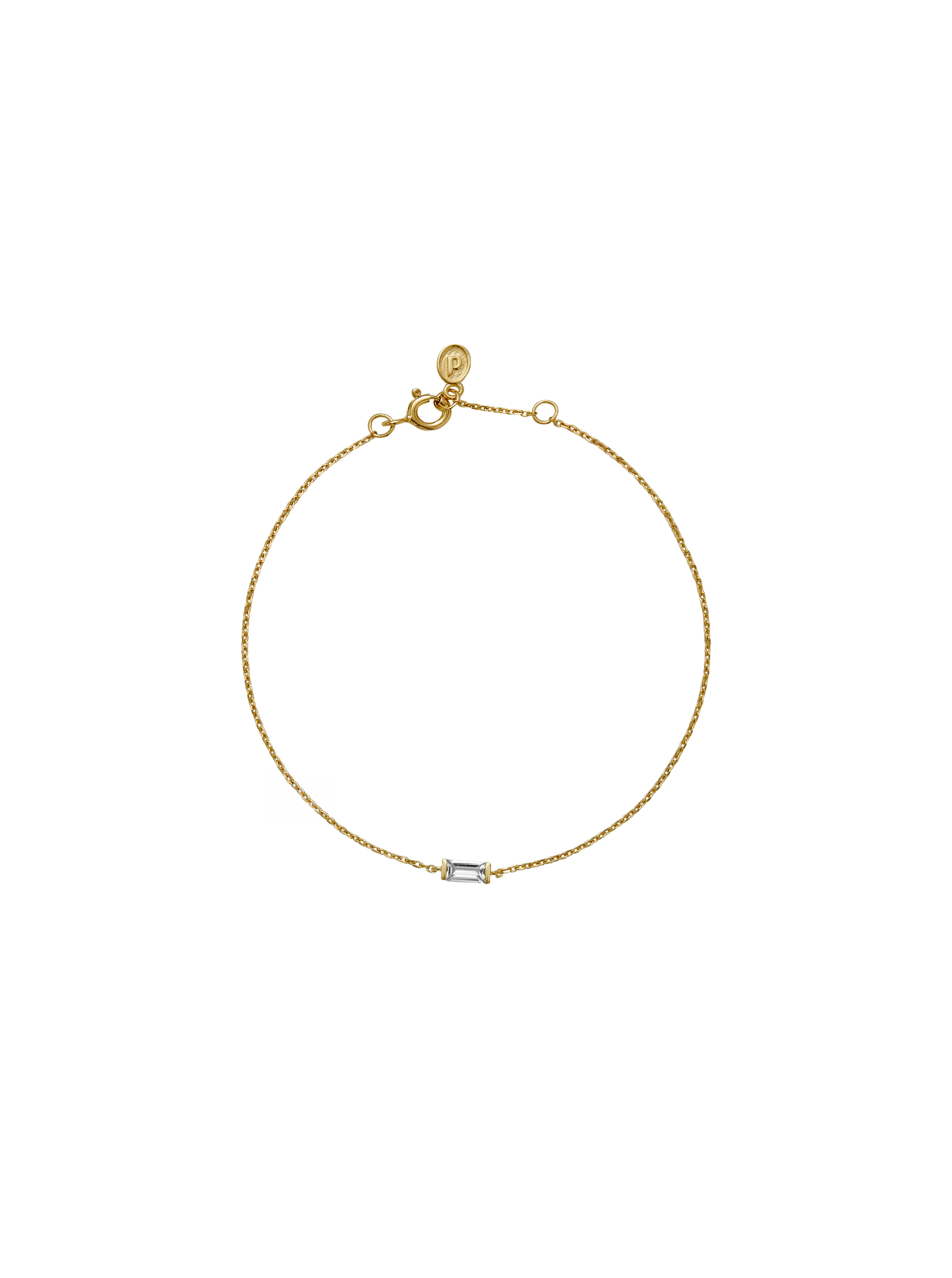 BAGUETTE LAB WHITE SAPPHIRE GOLD CHAIN BRACELET | Dorsey