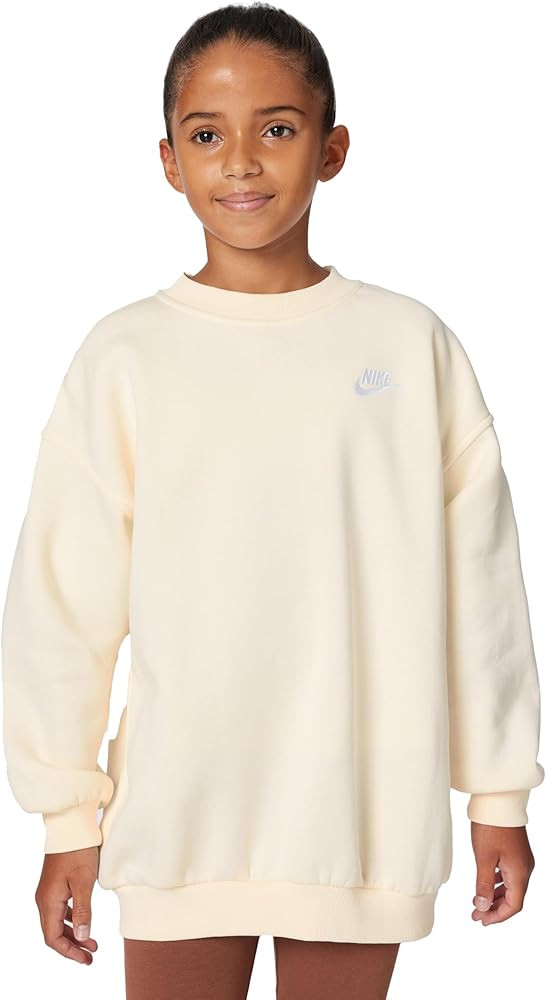 Amazon.com: Nike Girls Sportswear Club Fleece Oversized Sweatshirt, Soft Pearl/Soft Pearl/White, ... | Amazon (US)
