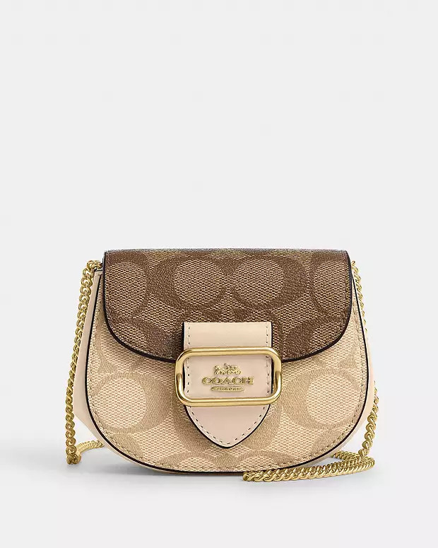 Morgan Card Case On A Chain In Blocked Signature Canvas | Coach Outlet US