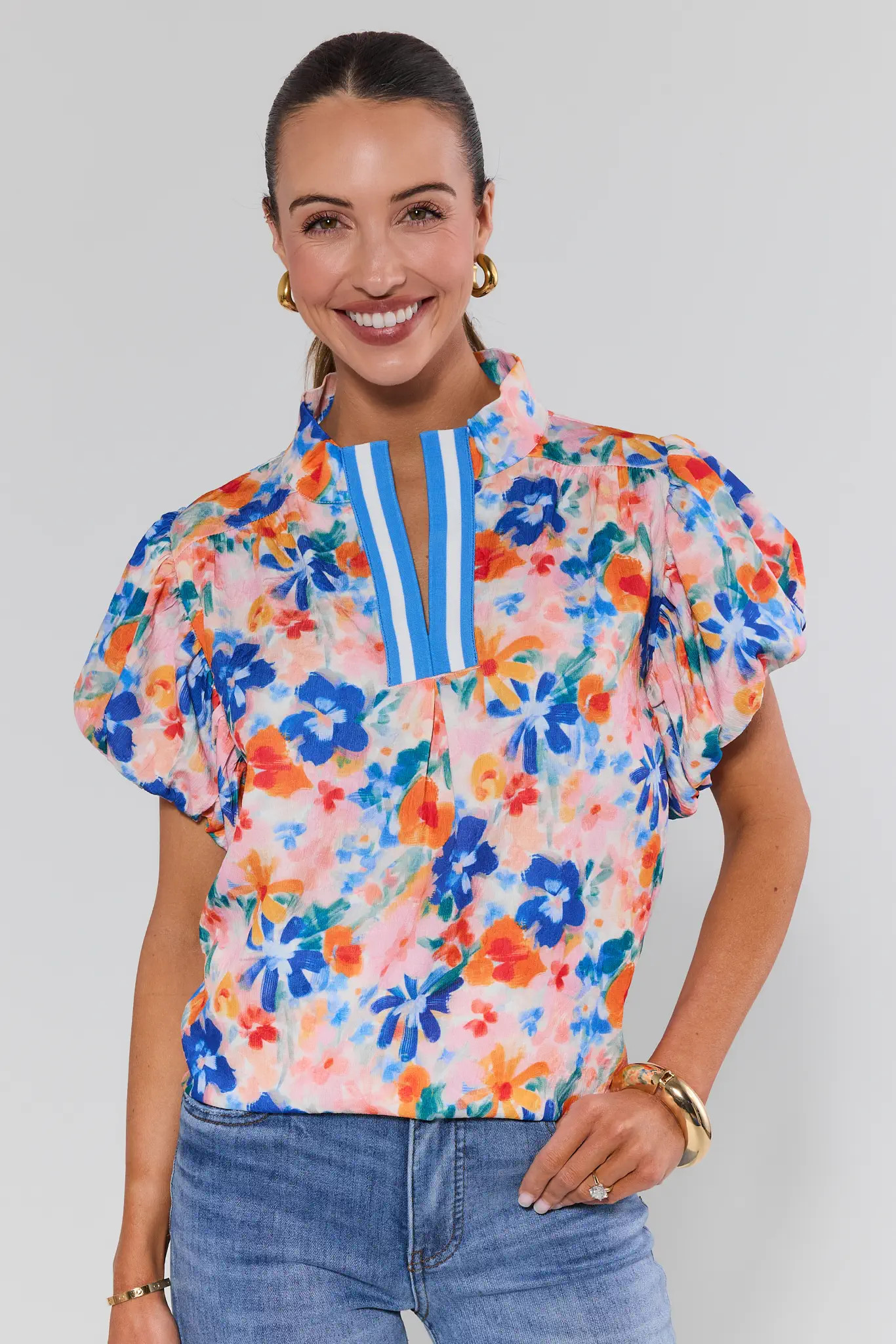 Louise Floral Print Puff Sleeve Top | Avara