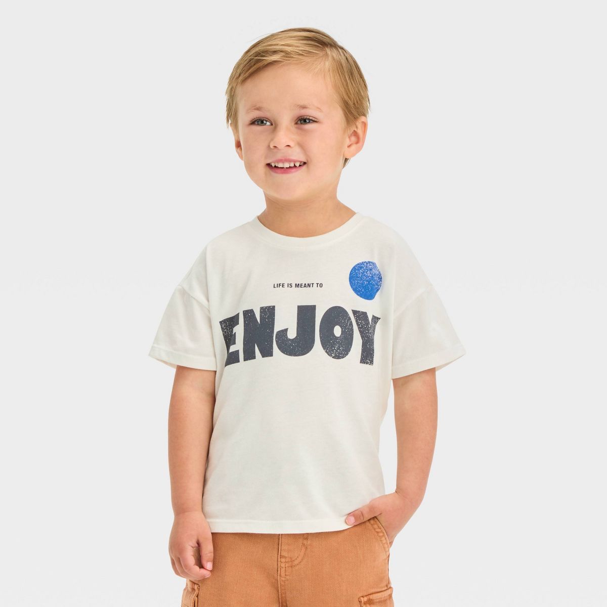 Grayson Mini Toddler Boys' Jersey Knit Enjoy T-Shirt - White | Target