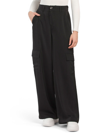 Wide Leg Satin Cargo Pants | TJ Maxx