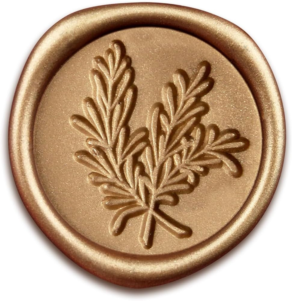50 Pcs Gold Wax Seal Stickers, Gold Adhesive Envelope Sealing Stickers Decoration for Christmas Gift, Wedding Invitaion, Birthday Party(Rosemary Style) | Amazon (US)