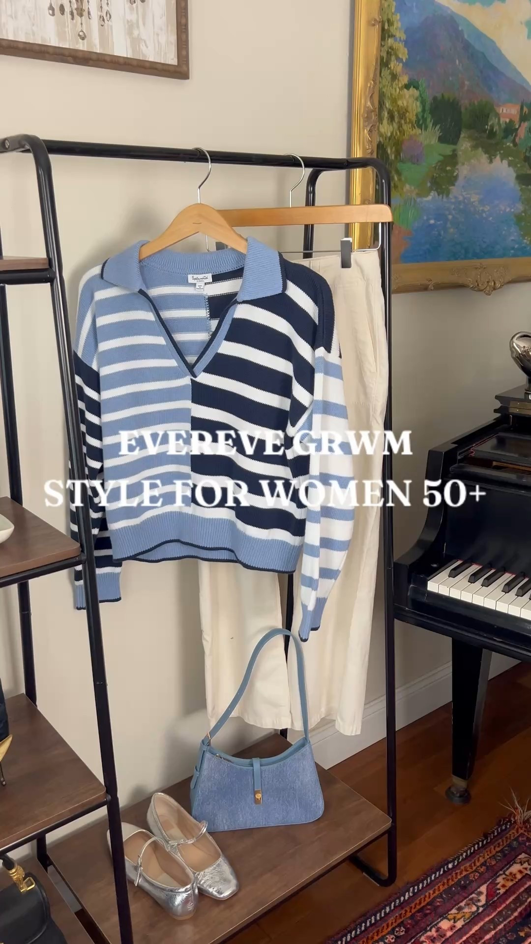 striped blue sweater, khaki pants, silver flats, spring outfit, over 50 outfits 

#LTKootd #LTKSeasonal #LTKgrwm