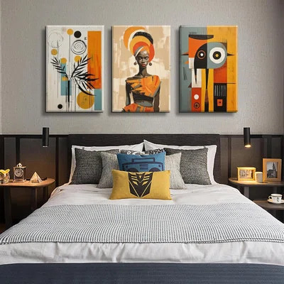 3Pcs Abstract African Tribal Wall Art African American Female Wall Art Bohemian Wall Poster Prints Modern African Culture Canvas Pictures Culture Pain | Wayfair North America