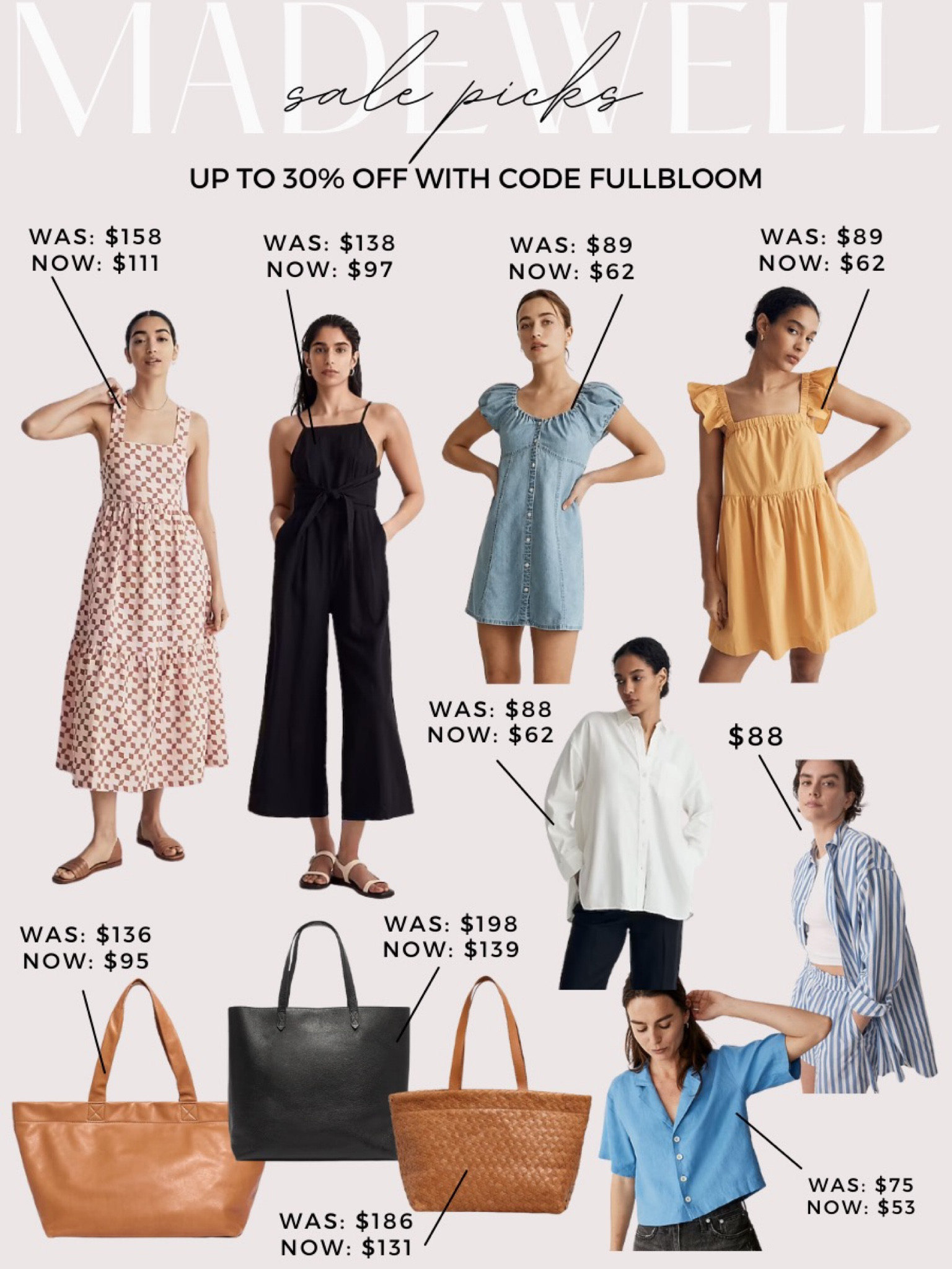 Madewell sale picks! Use code FULLBLOOM for up to 30% off 

#LTKSeasonal #LTKsalealert