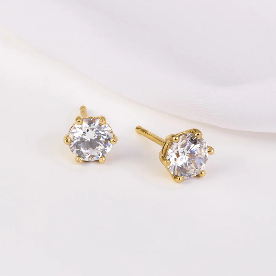 Brilliant Micro Gold 6mm Stud Earrings | Wanderlust + Co