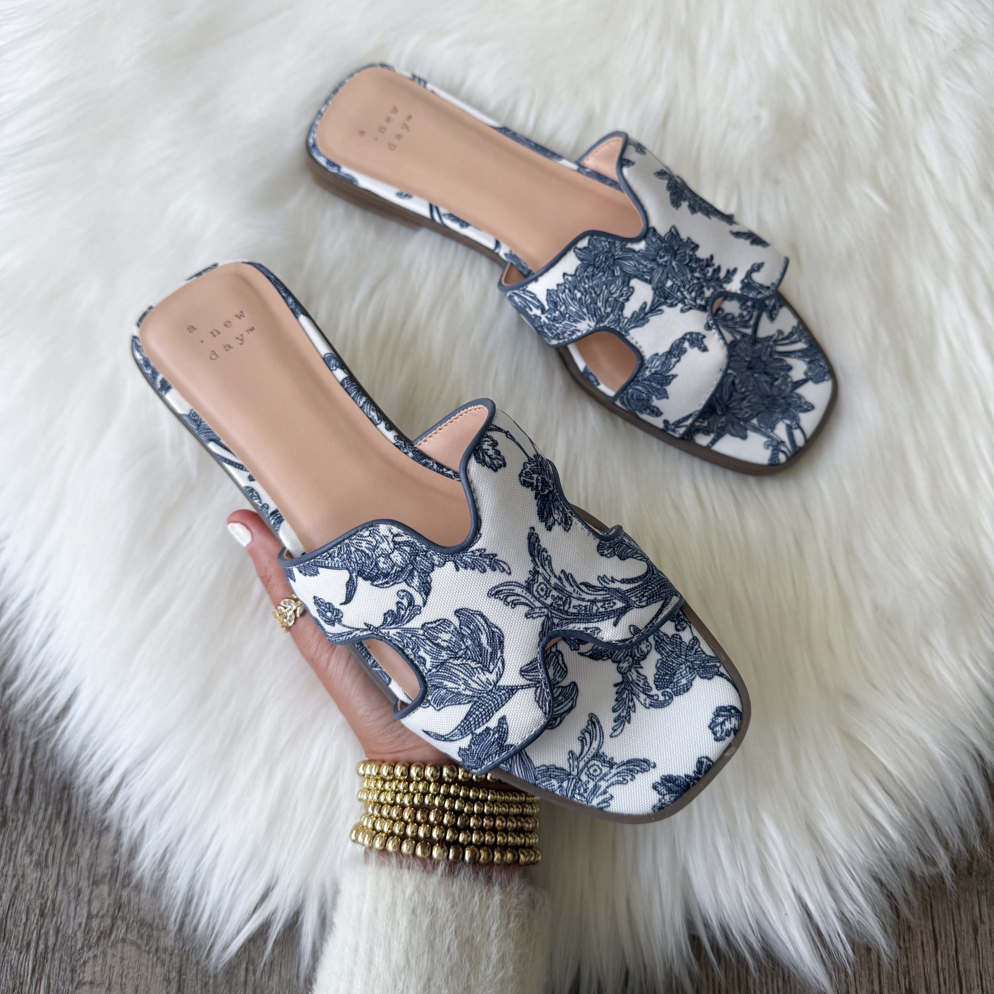 Women's Nina Slide Sandals with Memory Foam Insole - A New Day™
