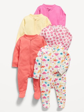 Unisex 2-Way-Zip Sleep & Play Footed One-Piece 5-Pack for Baby | Old Navy (US)