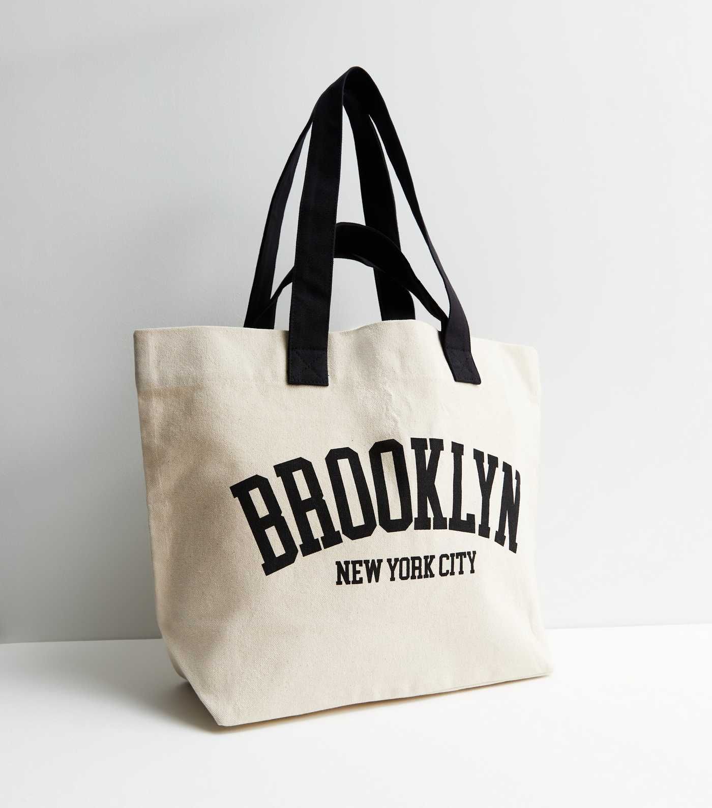 Cream Brooklyn Logo Large Canvas Tote Bag | New Look | New Look (UK)