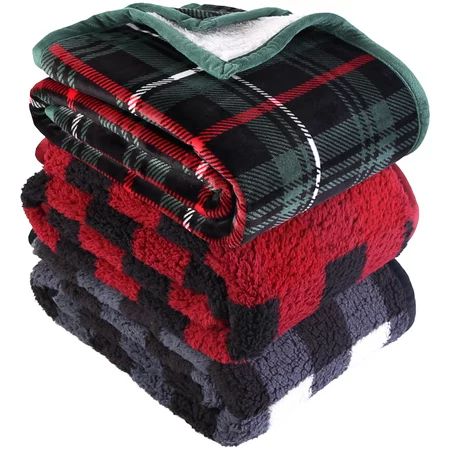 Better Homes & Gardens Sherpa Throw Blanket, 50" x 60", Red Plaid | Walmart (US)