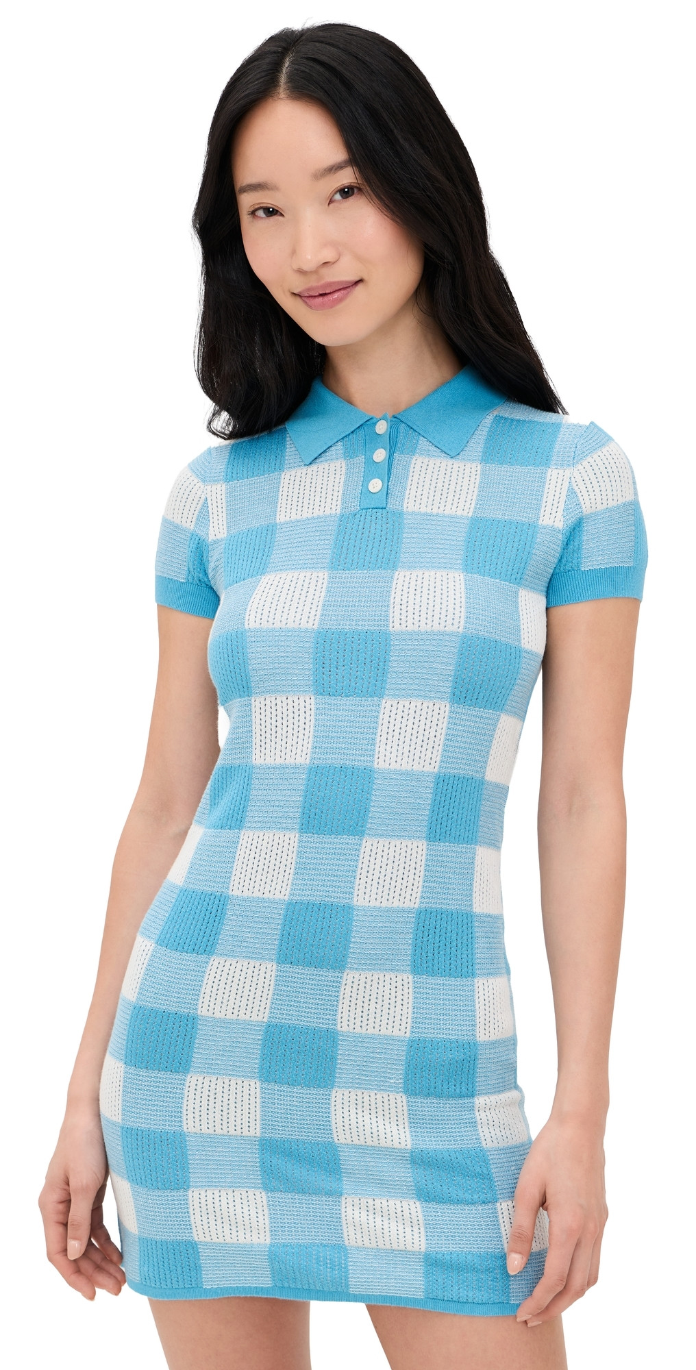 Guest in Residence Gingham Polo Dress Swimming Pool/Cream L | Shopbop