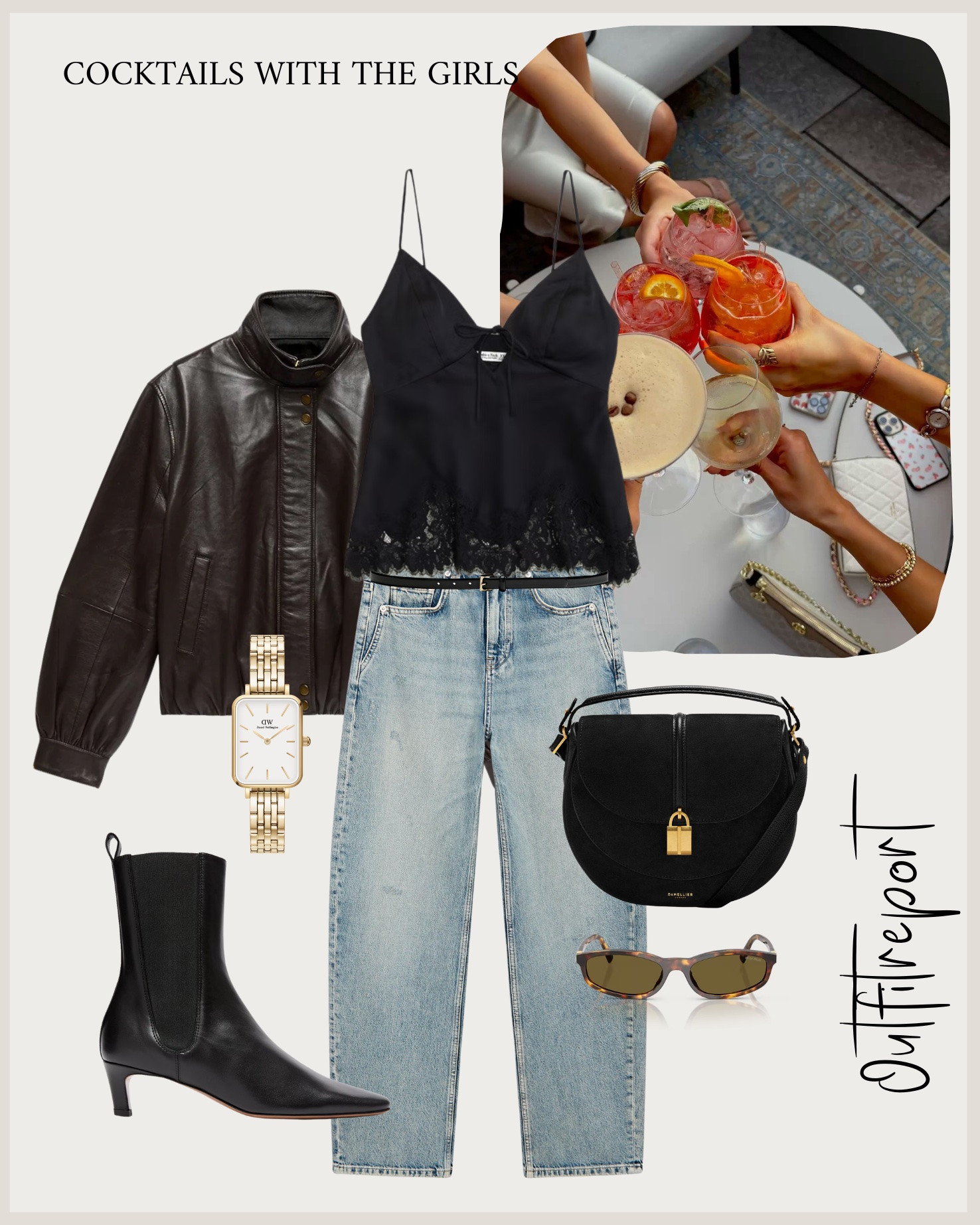 Cocktails with the girls in autumn in a leather jacket, heeled booties , barrel jeans, lace top and demellier handbag

#LTKautumn #LTKjeans #LTKshoes
