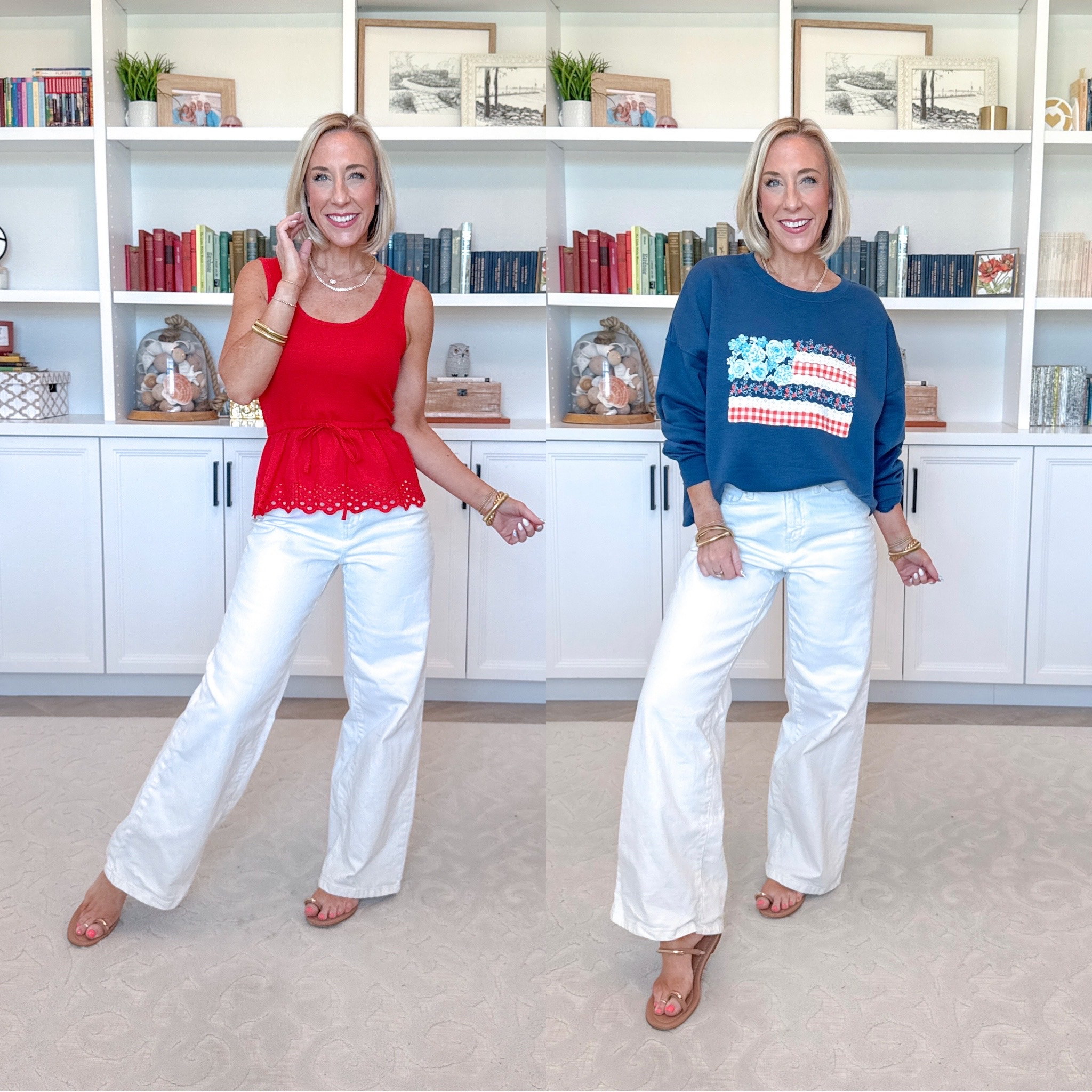 Walmart - red, white & blue finds. Boxy Graphic Sweatshirt - size Large. $14.98. 2 colors. White Wide Leg Jeans - size 0. $26.98. 4 colors. Peplum Tank Top w/ Eyelet Trim - size XS. $17.98.

 

#LTKSeasonal #LTKOver40