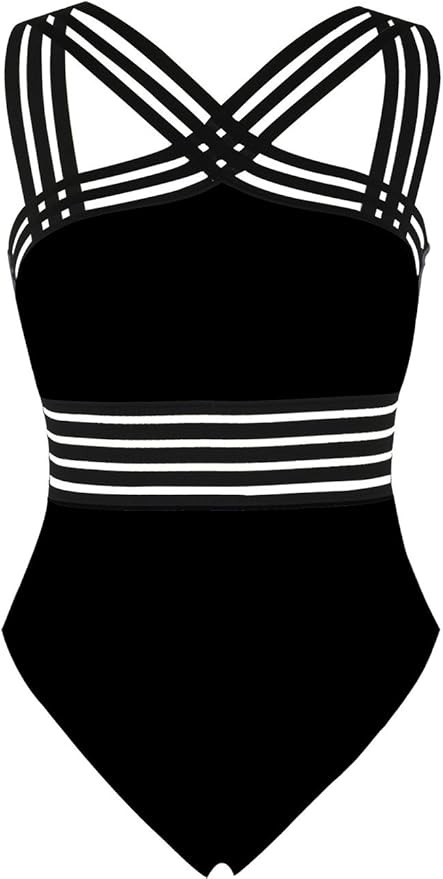 Hilor Women's One Piece Swimwear Front Crossover Swimsuits Hollow Bathing Suits Monokinis | Amazon (US)