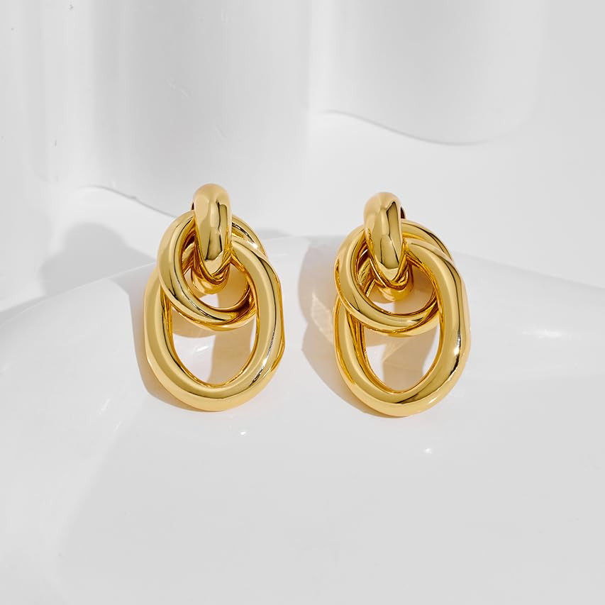 Gold Geometric Drop Dangle Earrings for Women Long Link Dangle Earrings Jewelry | Amazon (US)