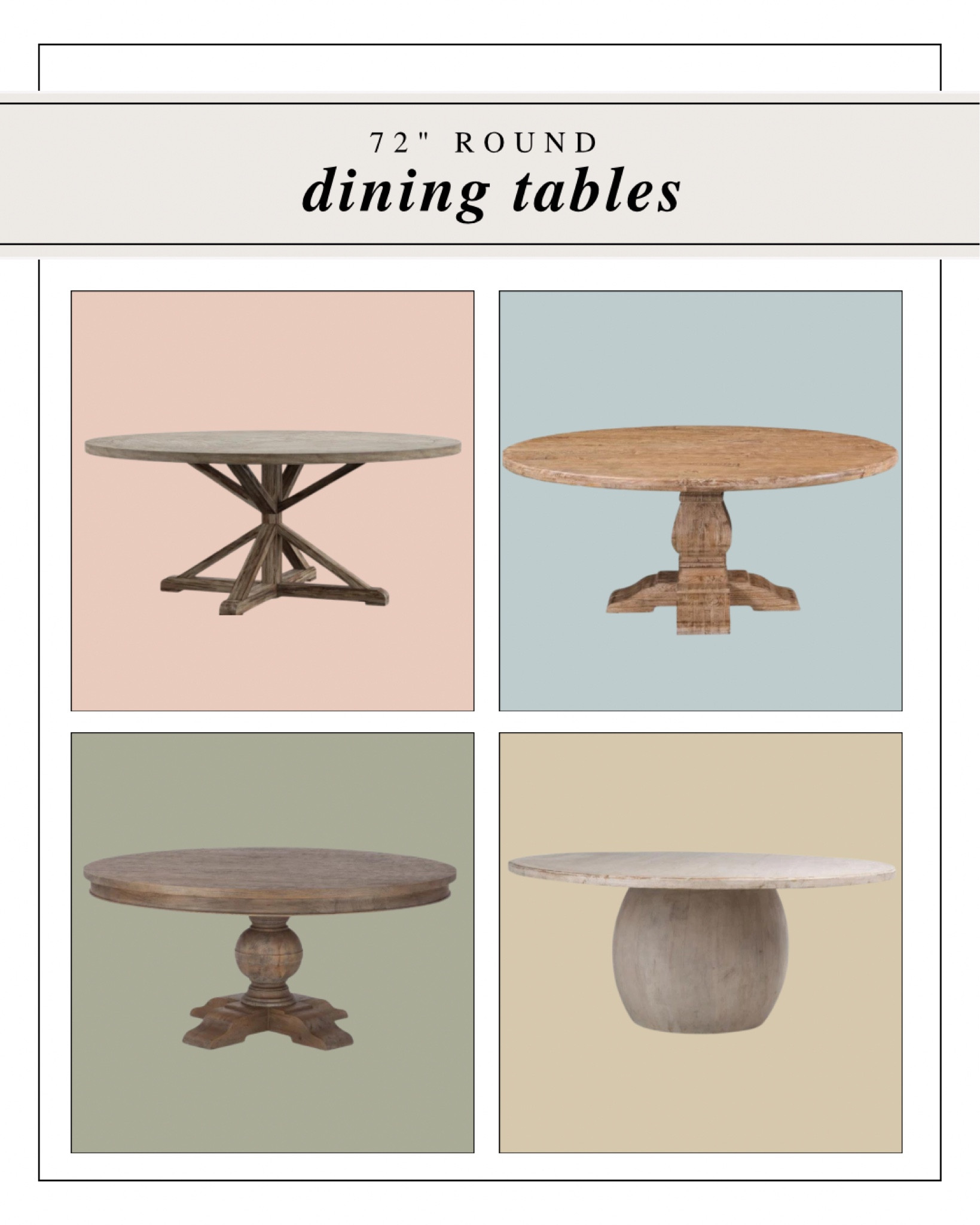 Lot’s of questions yesterday about my dining table! Ours is 8 years old and I still LOVE it, but it’s not sold anymore. If you’re wanting a round table that seats 8, get a 72" table with a pedestal base, not 4 or 5 separate legs. Here are a few options:

#LTKHome