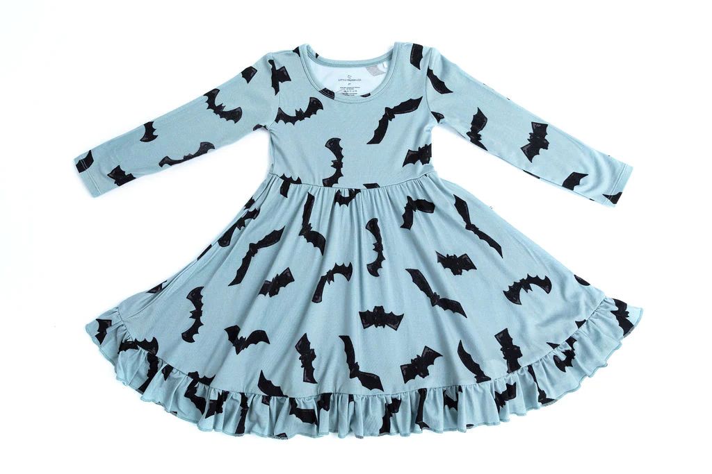 Grey Bat Long Sleeve Dress | Little Pajama Co.