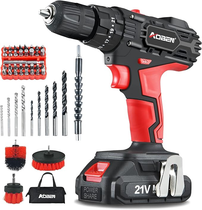 AOBEN Cordless Drill Driver Kit,21V Impact Power Drill Set (2.0Ah),3/8" Keyless Chuck,21+3Clutch,... | Amazon (US)