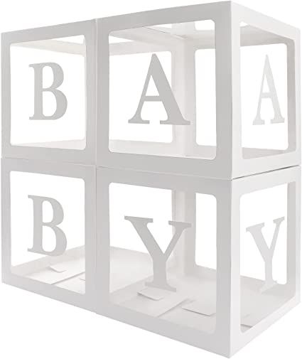 HOLICOLOR Baby Boxes with Letters for Baby Shower White Clear Balloon Box Blocks Gender Reveal De... | Amazon (US)