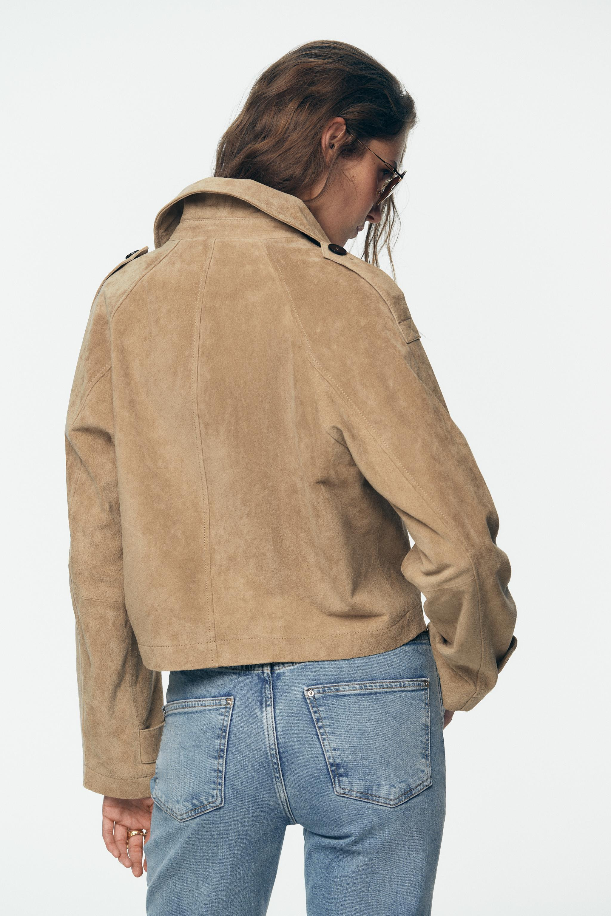 100% LEATHER SHORT TRENCH COAT | Zara UK