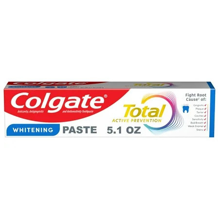 Colgate Total Active Prevention Whitening Toothpaste, Mint, 5.1 oz | Walmart (US)