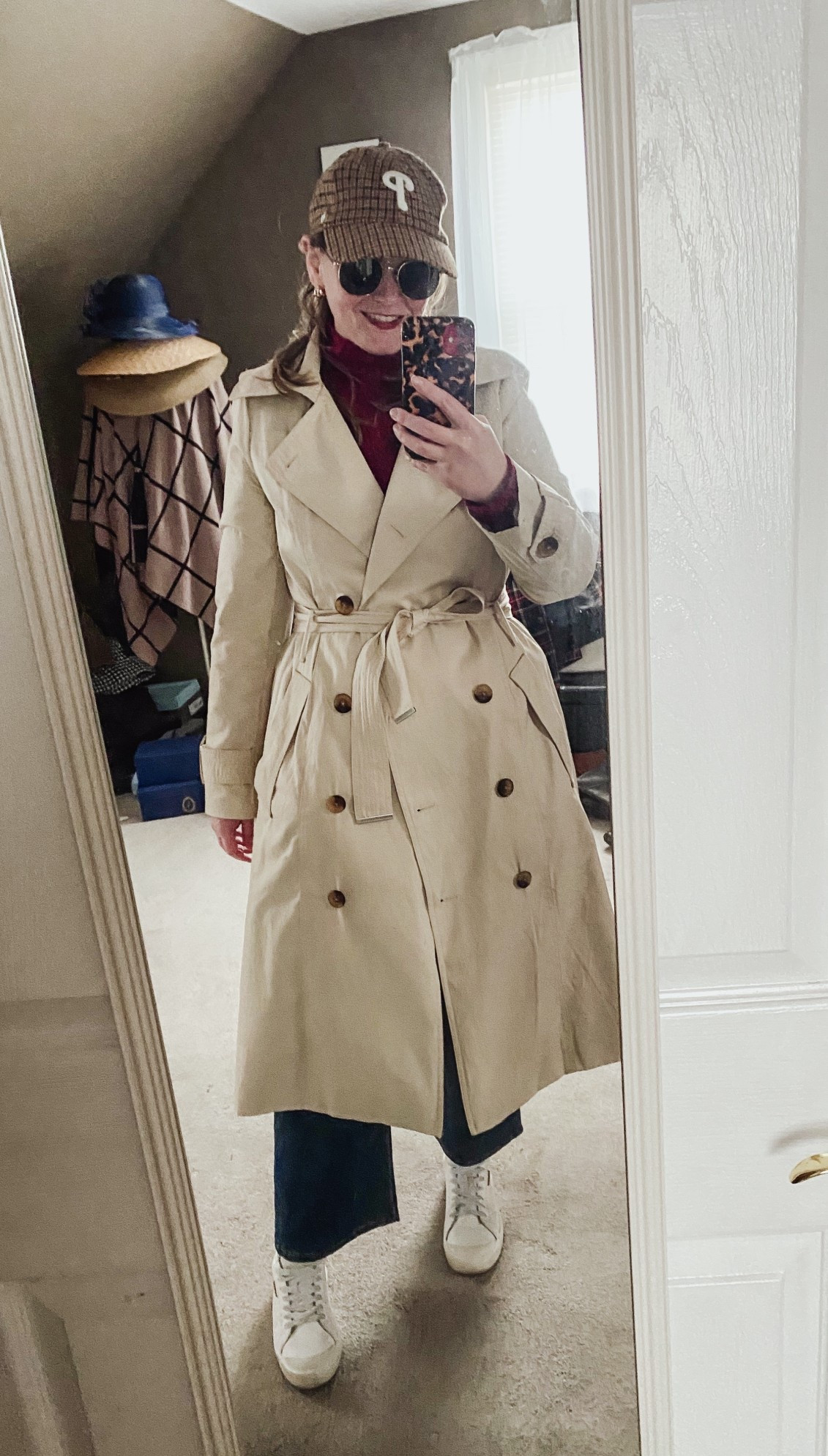 Straight leg jeans- TTS
White sneakers 
Trench coat 

#LTKdayinmylife #LTKMidsize #LTKootd