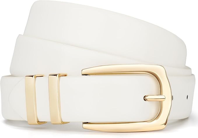 WHIPPY Women's Leather Belts for Jeans Pants Fashion Ladies Belt Gold Buckle Belts for Women | Amazon (US)