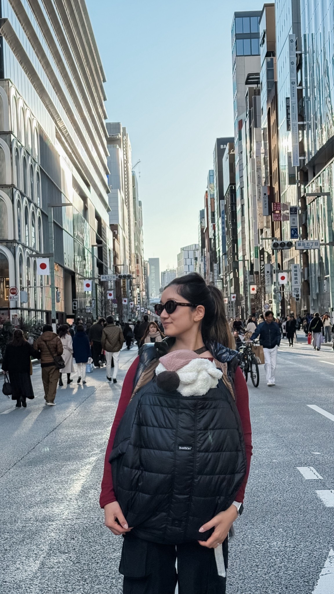 in the streets of ginza! we visited this area like 4x 😅 #ginzatokyo #tokyo #japan #babybjorn #babycarrier #traveling 

#LTKBaby #LTKTravel #LTKKids