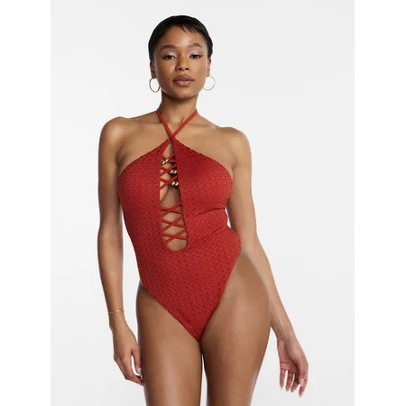 Hot Girl Summer by Megan Thee Stallion Women’s and Women's Plus Summer Stallion Lace Up One-Piece Swimsuit, Sizes XS-3X | Walmart (US)