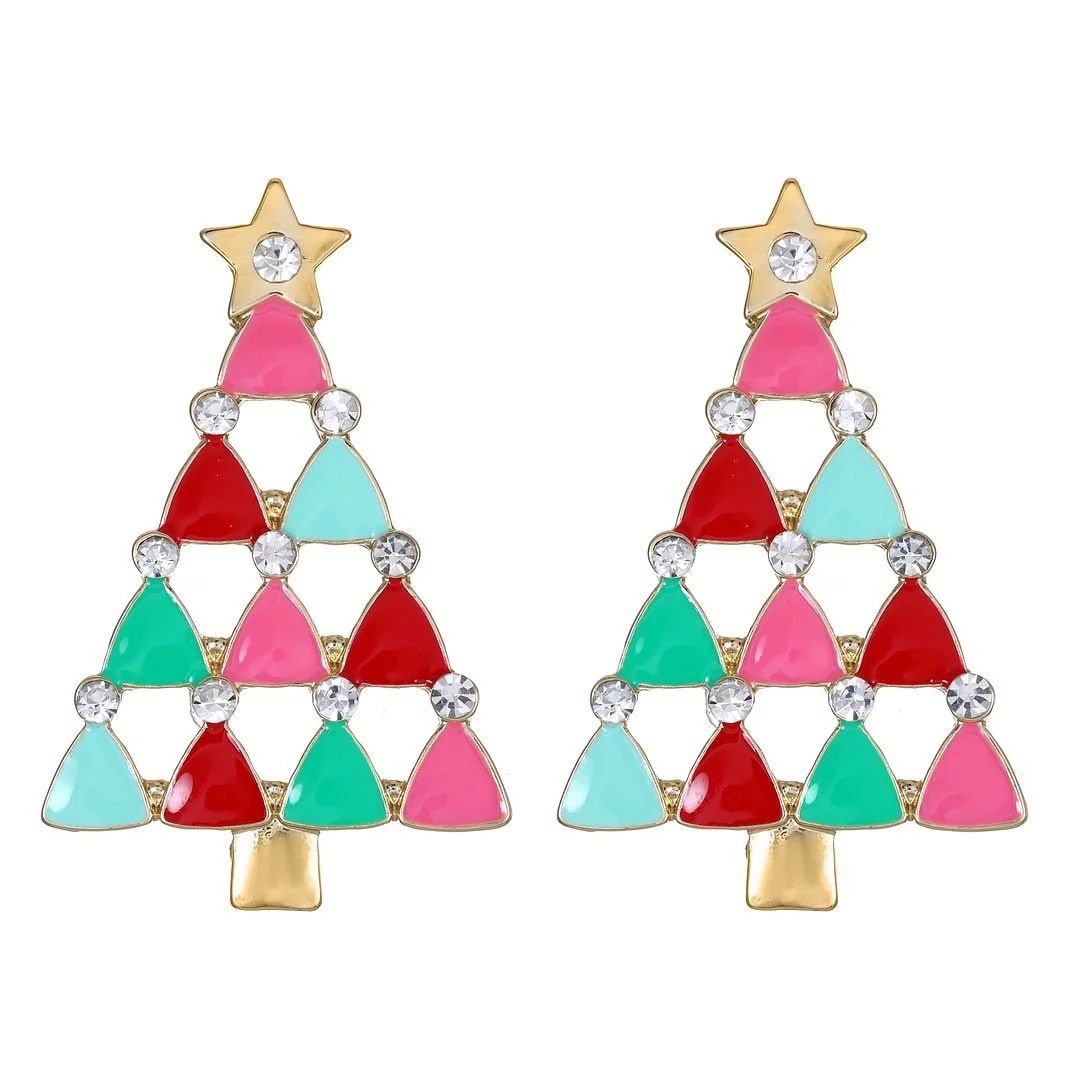 Packed Party Women's Goldtone O'Christmas Tree Motif Earrings | Walmart (US)