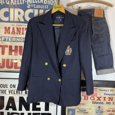 Vintage Ralph Lauren Wool Crest Logo Unisex Blazer Coat Made in USA Navy Size 10  | eBay | eBay US