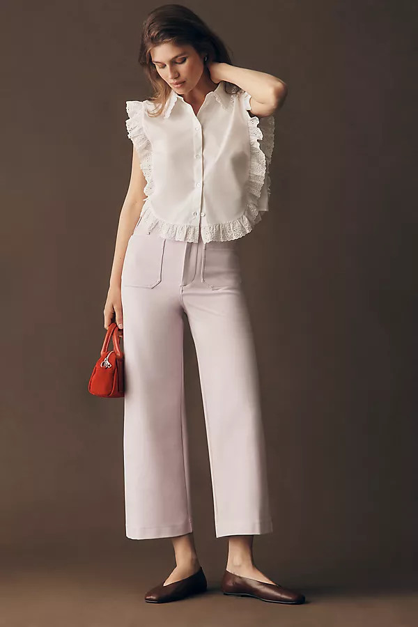 Colette Knit High-Rise Wide-Leg Cropped Pants | Anthropologie (US)