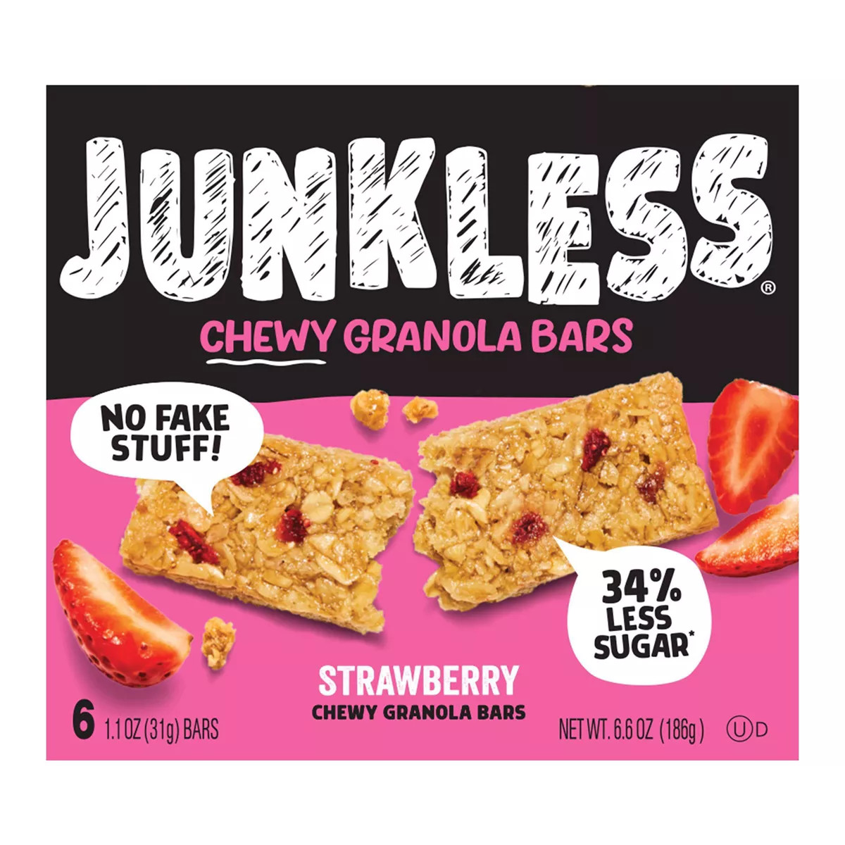 JUNKLESS Strawberry Chewy Granola Bars - 6.6oz/6ct | Target