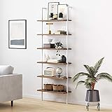 Nathan James Theo 6-Shelf Tall Bookcase, Wall Mount Bookshelf with Natural Wood Finish and Industria | Amazon (US)
