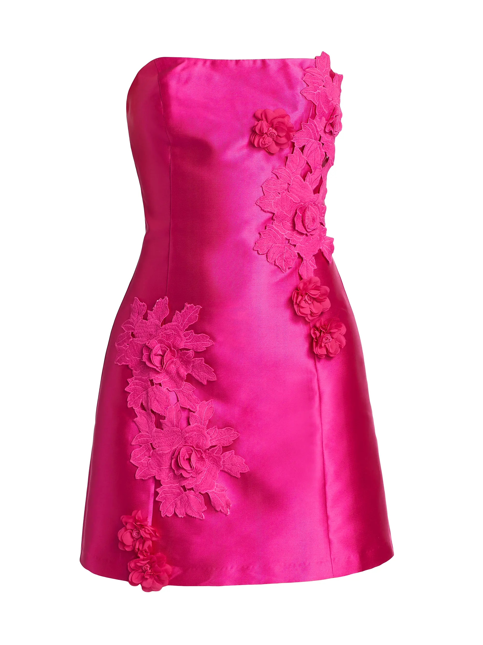 Walter Floral Applique Satin Minidress | Saks Fifth Avenue